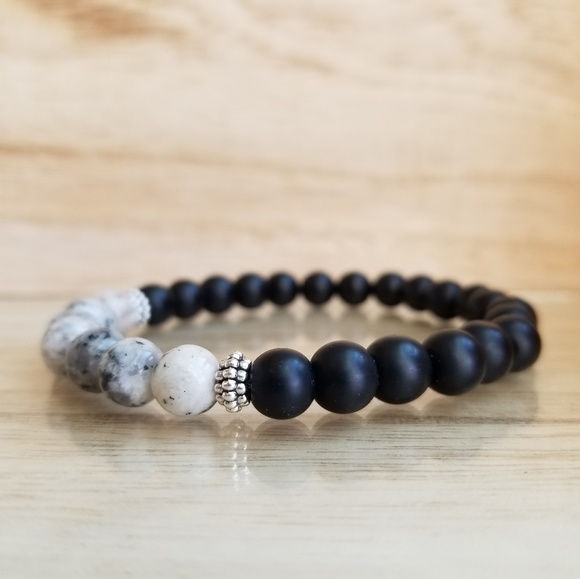 Sesame Jasper & Black Onyx Beaded Bracelet - Picture 2 of 7